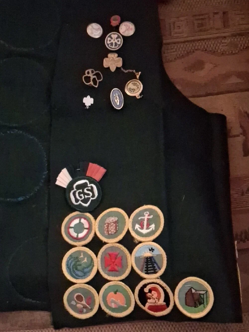 Girl Scouts Green Vest with Merit Badges - Kids